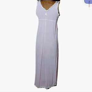 Vintage Belle Smith super long pink lacy chemise with super high slit